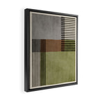 Olive Green Brown Gray Black Bold Lines Artwork Framed Canvas Print Gallery Image 2