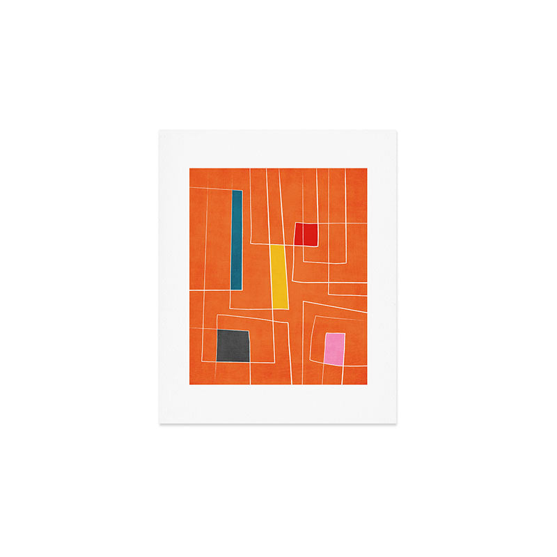 Orange Abstract Artwork Colorful Shapes Art Print Gallery Image 1
