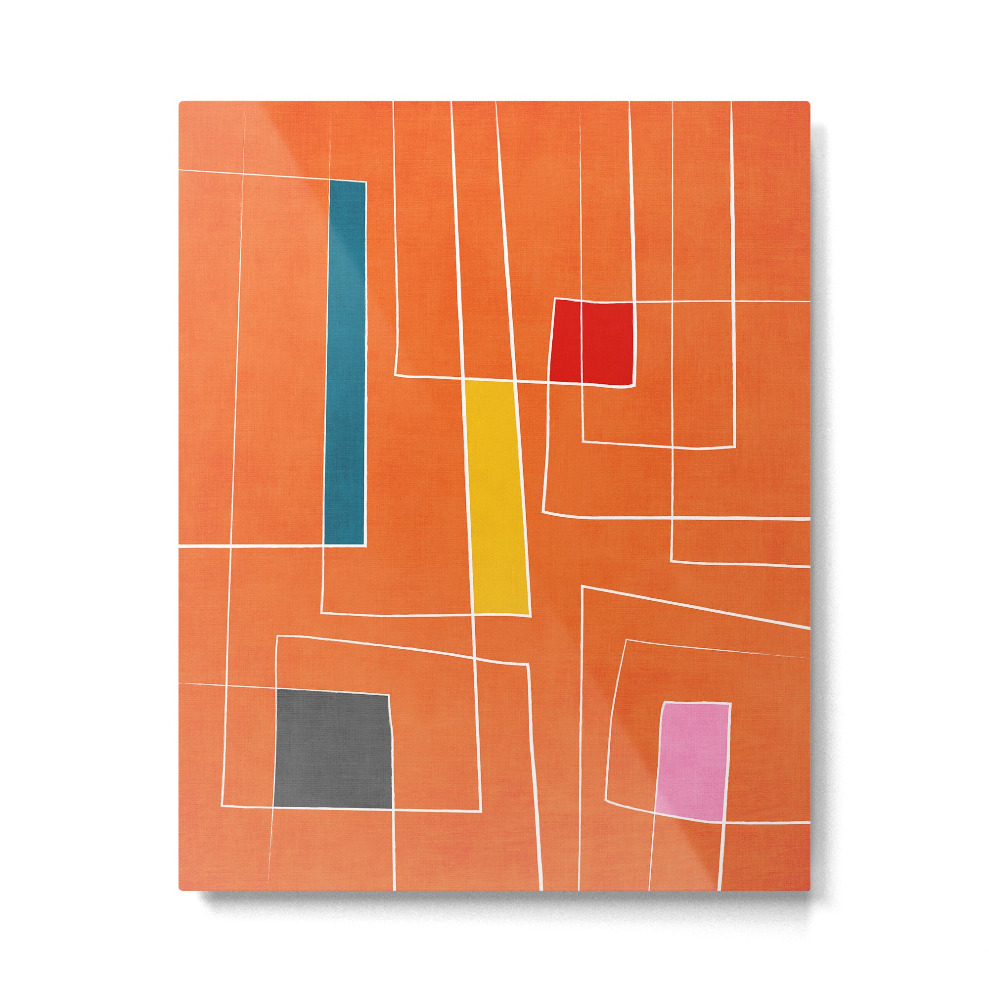 Orange Abstract Artwork Colorful Shapes Metal Print Gallery Image 4