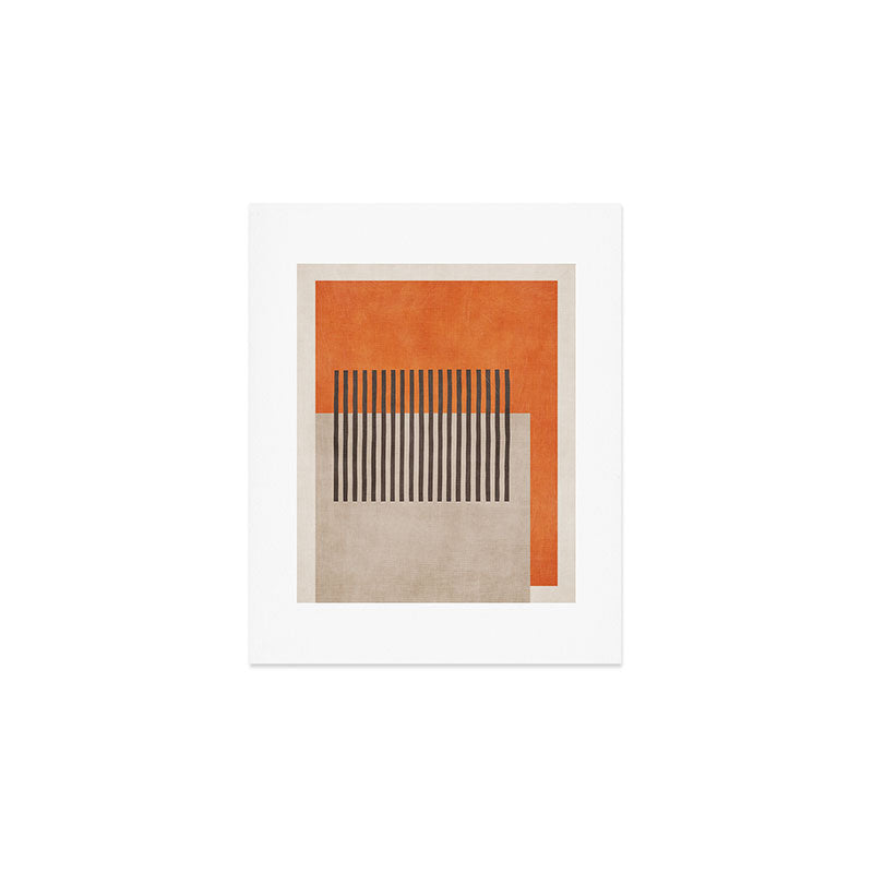 Orange Beige Dark Gray Abstract Geometric Art Art Print Gallery Image 1