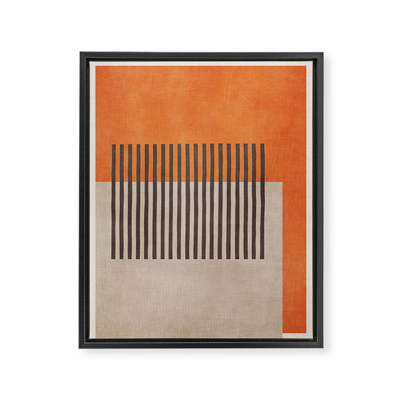 Orange Beige Dark Gray Abstract Geometric Art Framed Canvas Print Gallery Image 6