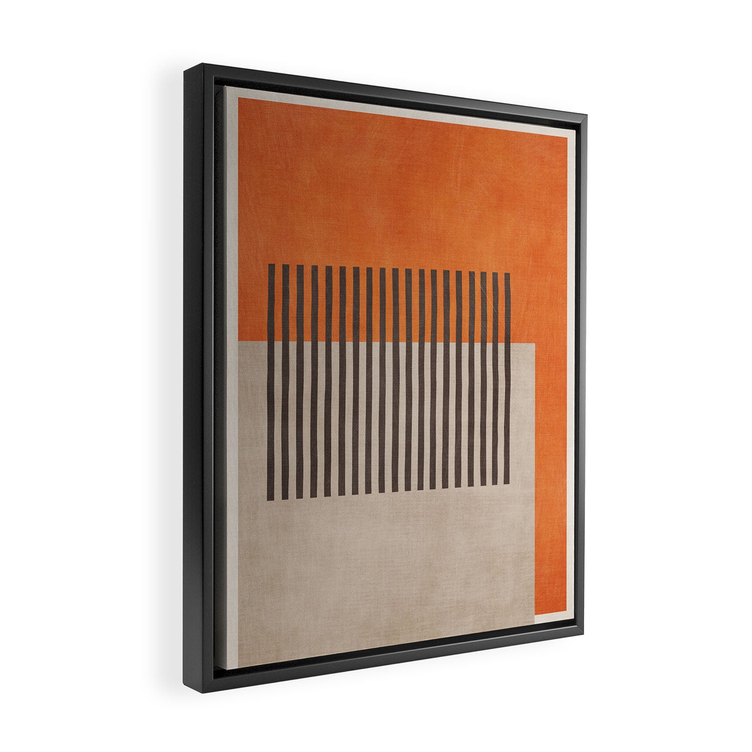 Orange Beige Dark Gray Abstract Geometric Art Framed Canvas Print Gallery Image 2