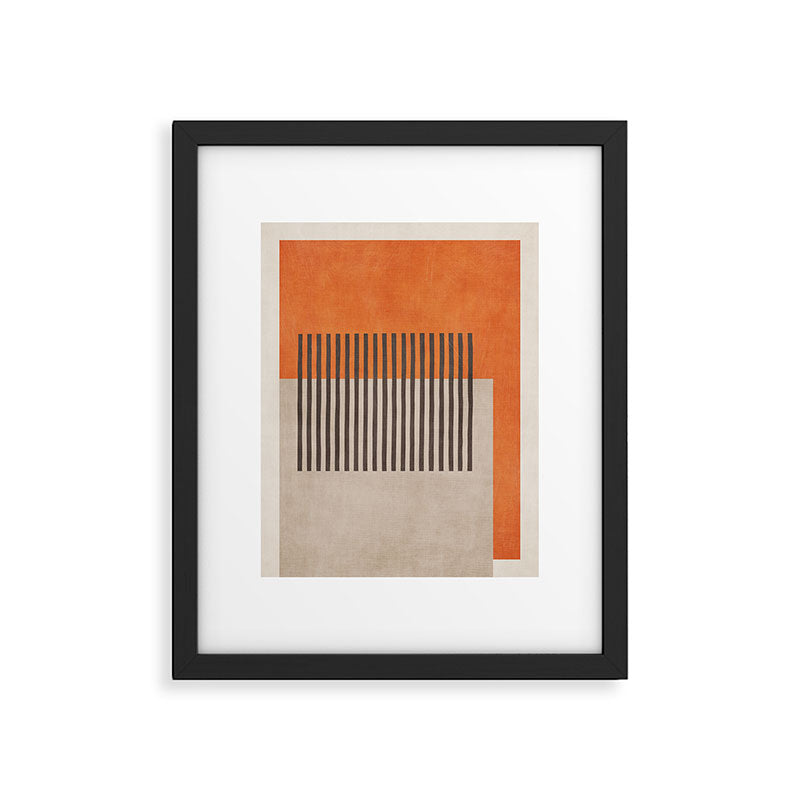 Orange Beige Dark Gray Abstract Geometric Art Framed Art Print Gallery Image 5