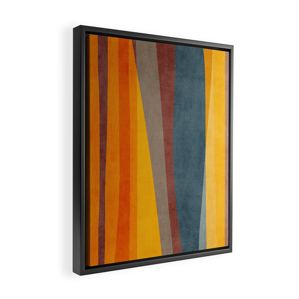Orange Blue Yellow Beige Modern MCM Art Framed Canvas Print Gallery Image 2