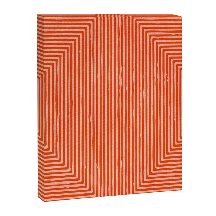 Orange Geometric Drawing Digital Linocut Canvas Print Gallery Image 1