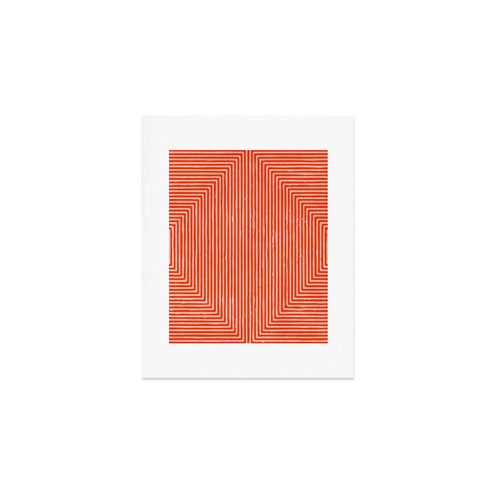 Orange Geometric Drawing Digital Linocut Art Print Gallery Image 1