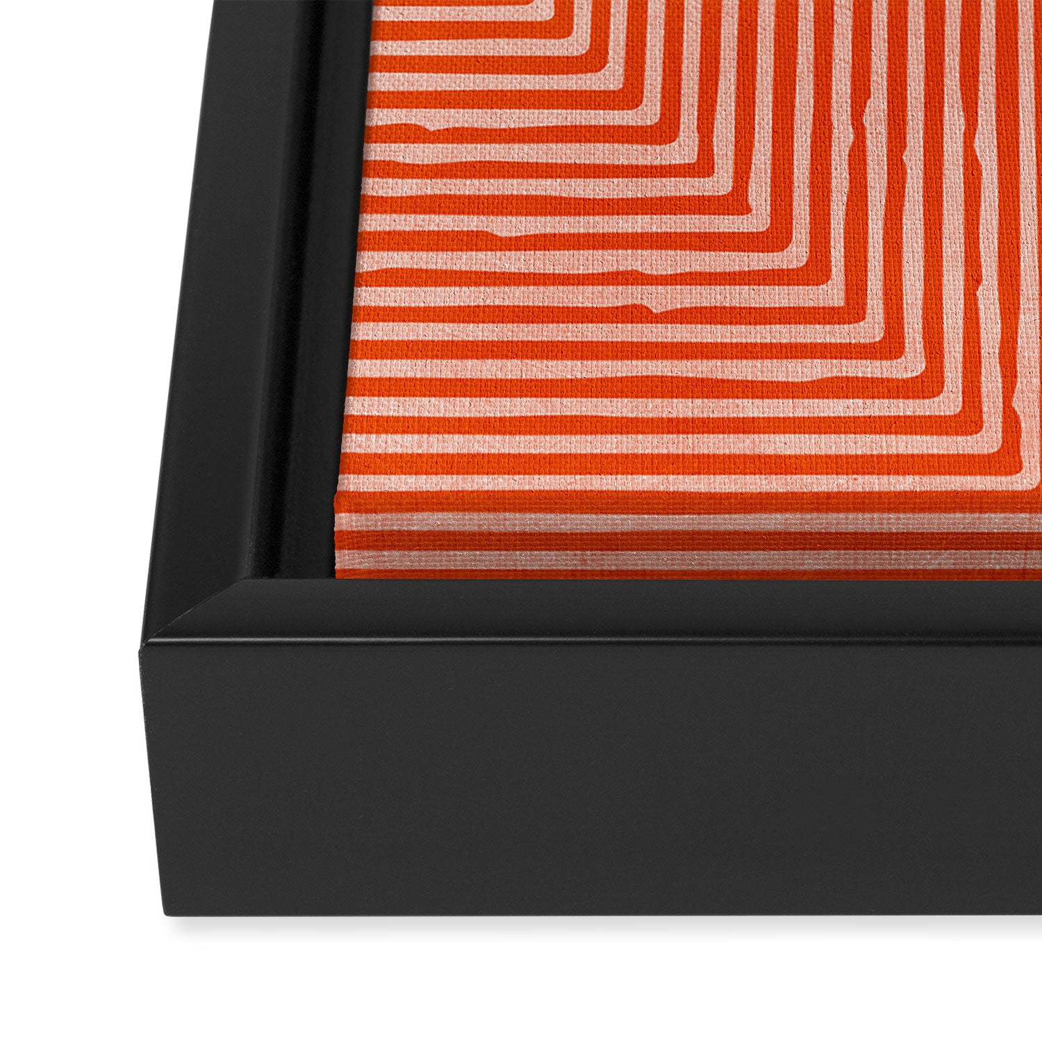 Orange Geometric Drawing Digital Linocut Framed Canvas Print Gallery Image 3