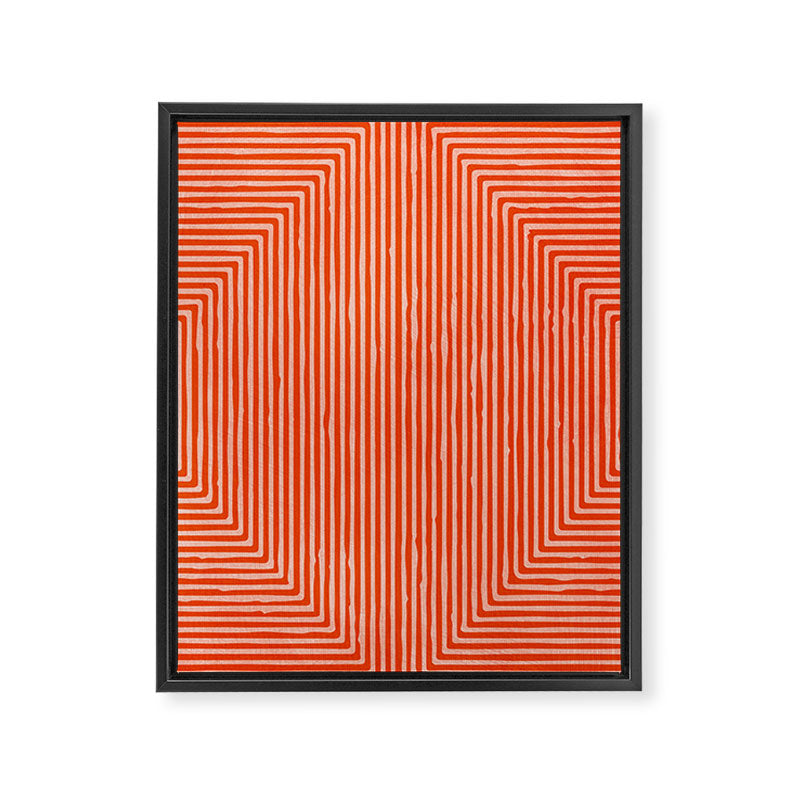 Orange Geometric Drawing Digital Linocut Framed Canvas Print Gallery Image 6