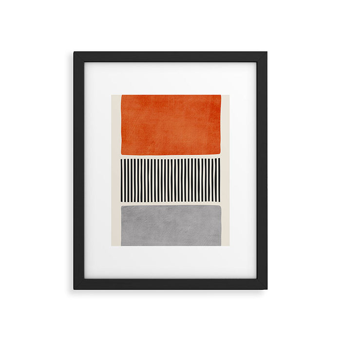 Orange Gray Black Modern Minimalism Artwork Framed Art Print Gallery Image 1