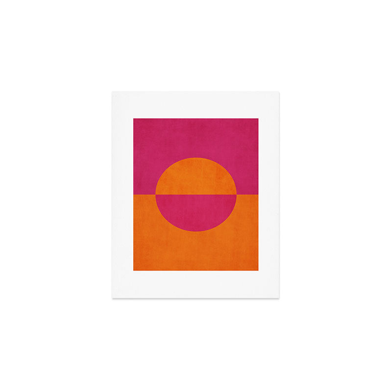 Orange Hot Pink Modern Circle Abstract Geometric Art Art Print Gallery Image 1