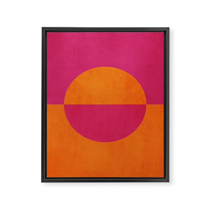 Orange Hot Pink Modern Circle Abstract Geometric Art Framed Canvas Print Gallery Image 1