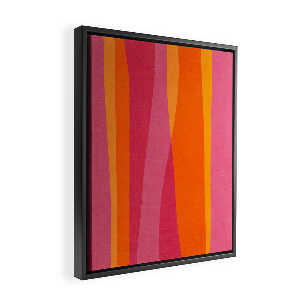 Orange Hot Pink Yellow Bright Modern Artwork Framed Canvas Print Gallery Image 2