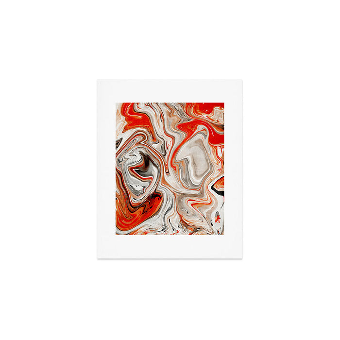 Orange Marble-Like Art Liquid Swirl Art Print Gallery Image 1