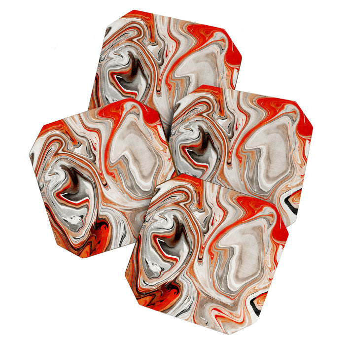 Orange Marble-Like Art Liquid Swirl Coaster Gallery Image 1