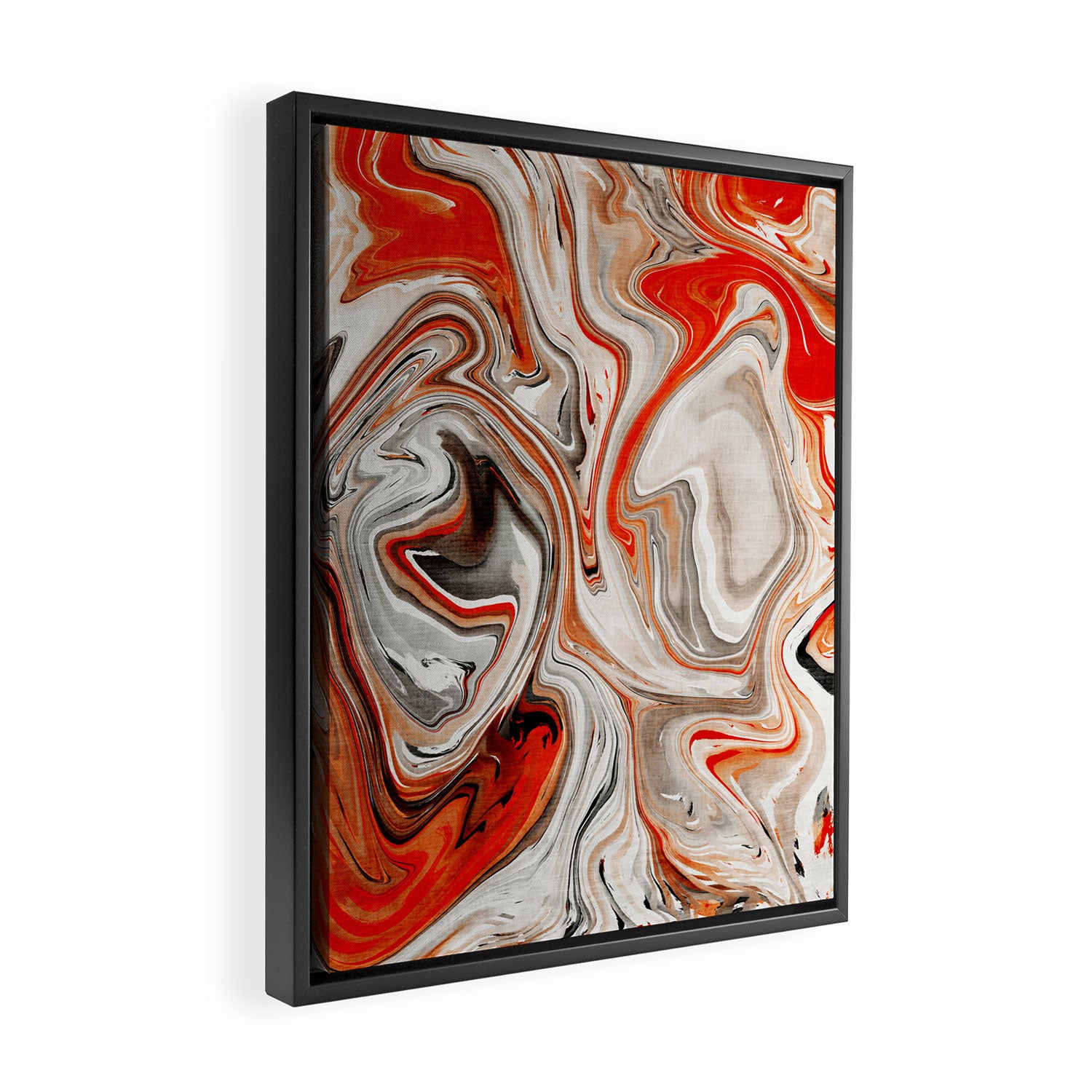 Orange Marble-Like Art Liquid Swirl Framed Canvas Print Gallery Image 2