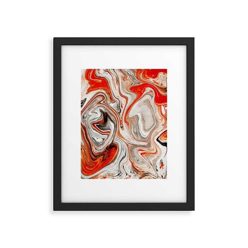 Orange Marble-Like Art Liquid Swirl Framed Art Print Gallery Image 5