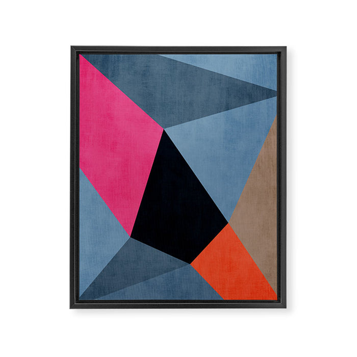Orange Pink Fuchsia Black Geometric Abstract I Framed Canvas Print Gallery Image 1