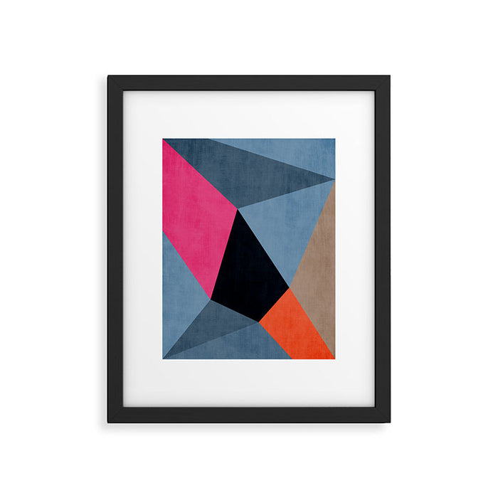 Orange Pink Fuchsia Black Geometric Abstract I Framed Art Print Gallery Image 1