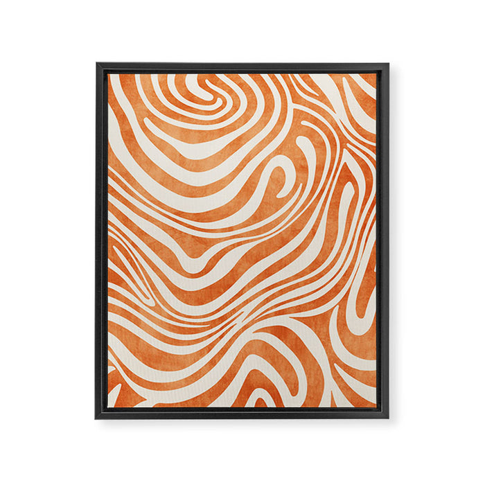 Orange Swirl Abstract Artwork Framed Canvas Print Gallery Image 1