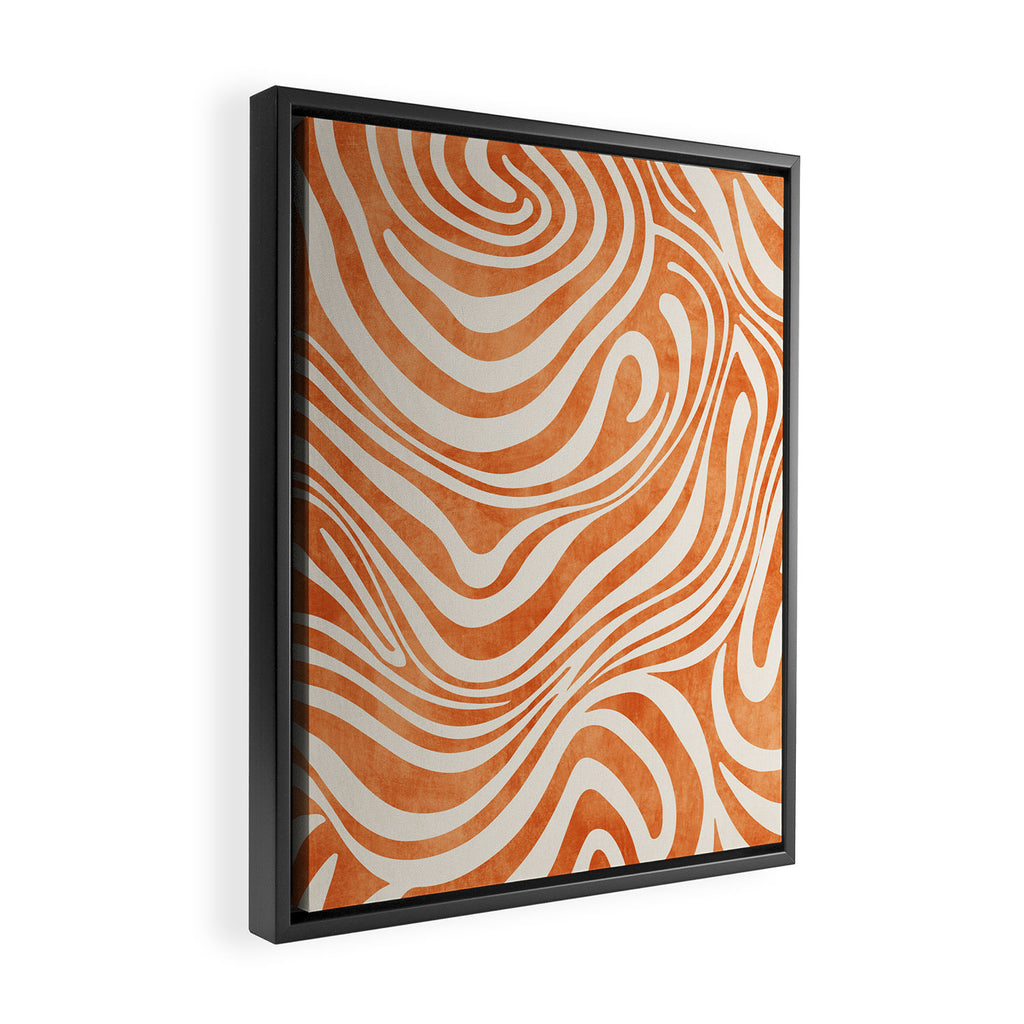 Orange Swirl Abstract Artwork Framed Canvas Print Gallery Image 2