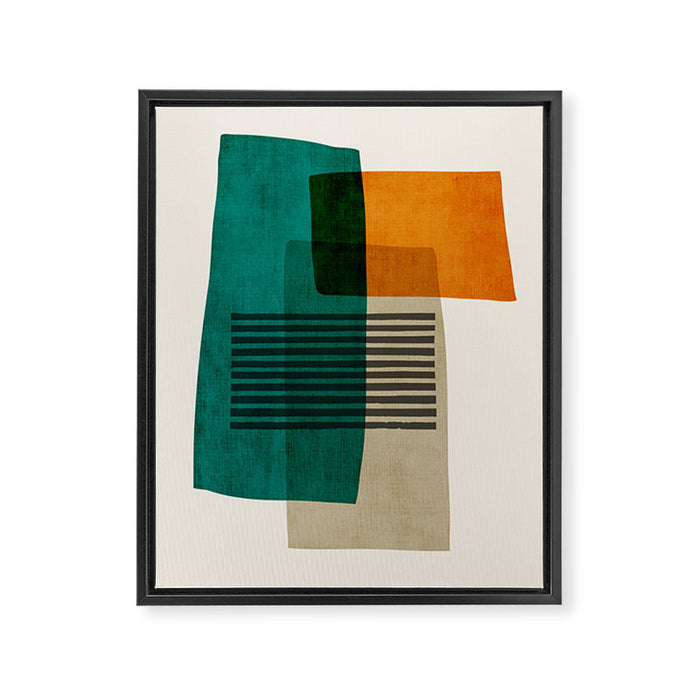 Orange Teal Green Modern Abstract Artwork Framed Canvas Print Gallery Image 1