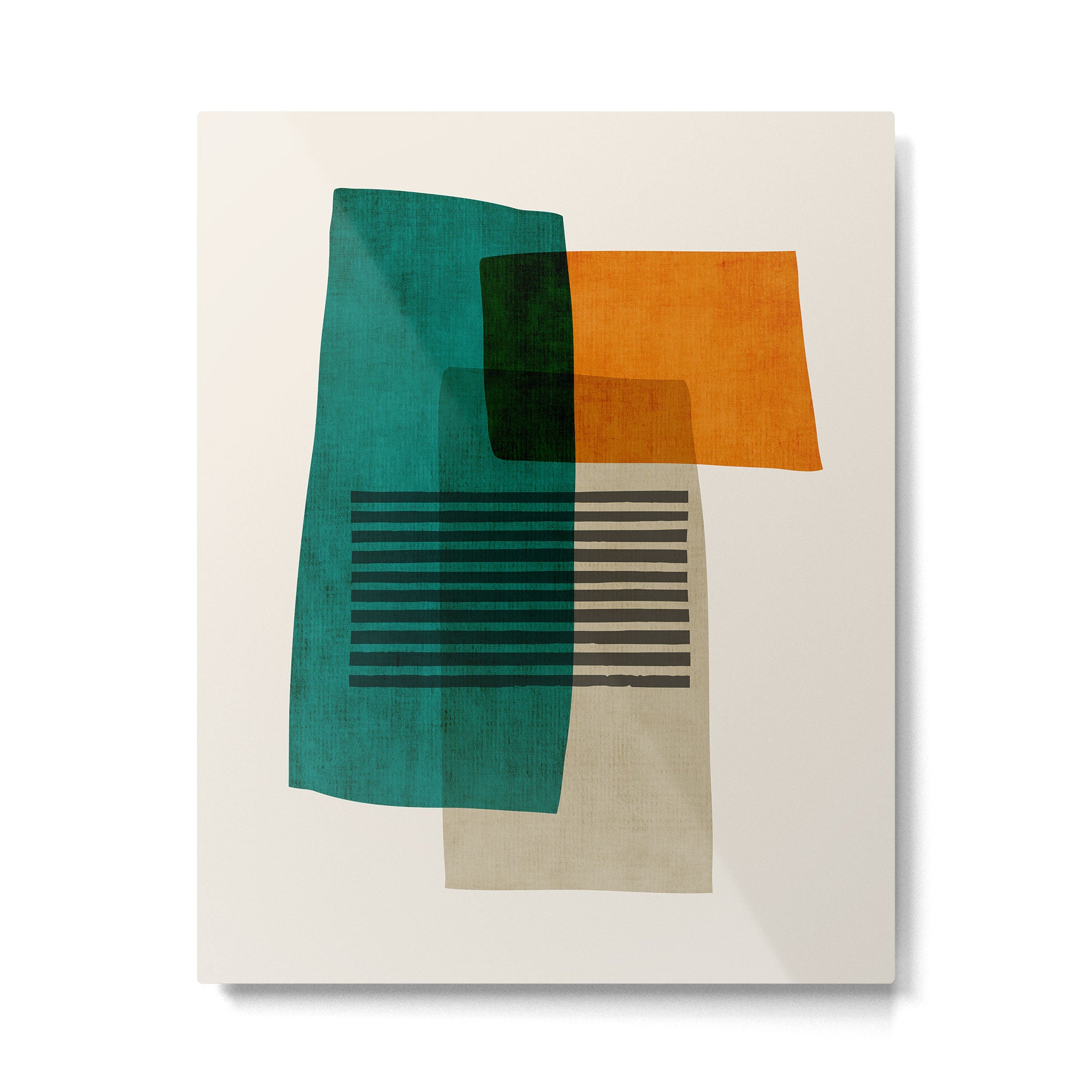 Orange Teal Green Modern Abstract Artwork Metal Print Gallery Image 4