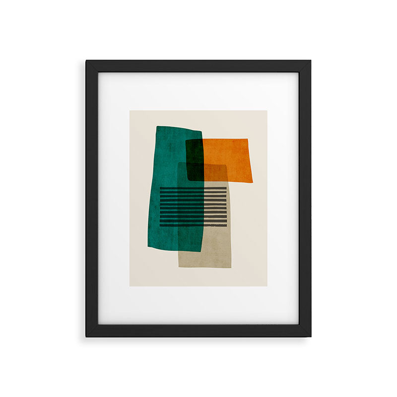Orange Teal Green Modern Abstract Artwork Framed Art Print Gallery Image 5