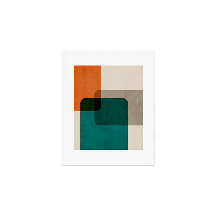 Orange Teal MCM Modern Minimalism Artwork Art Print Gallery Image 1