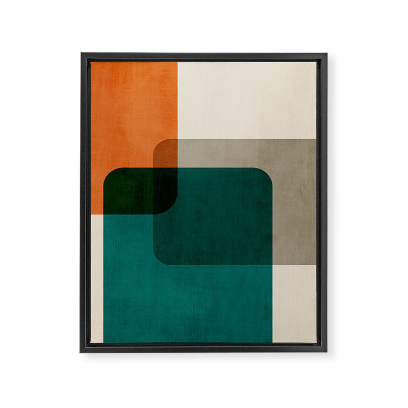 Orange Teal MCM Modern Minimalism Artwork Framed Canvas Print Gallery Image 6