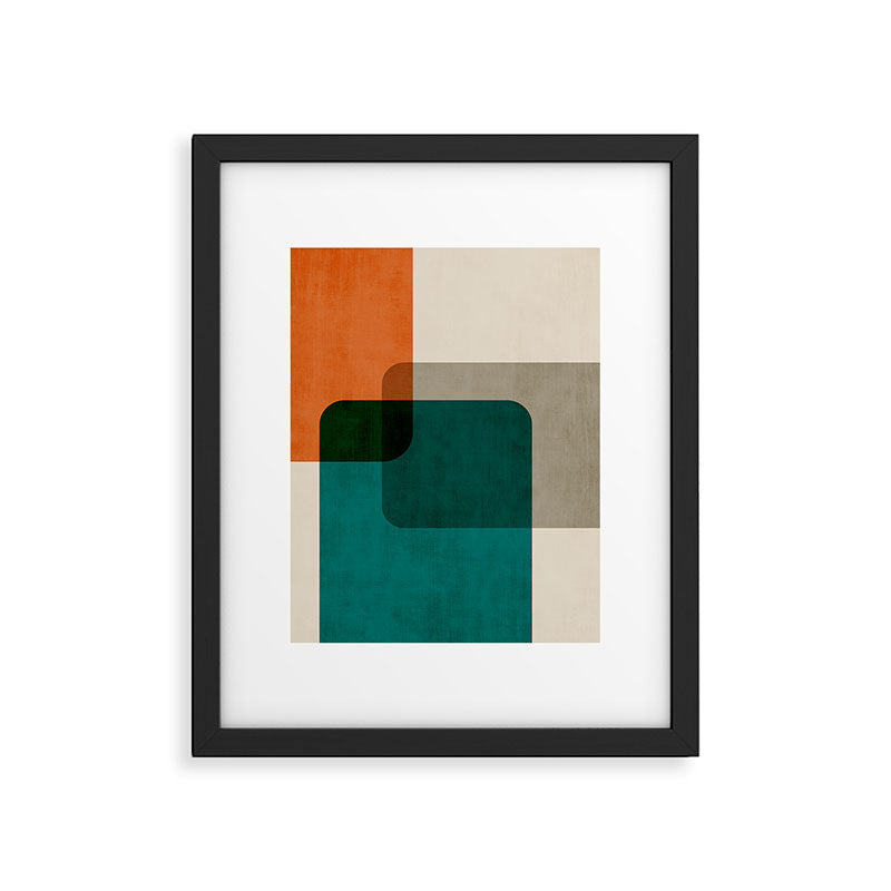 Orange Teal MCM Modern Minimalism Artwork Framed Art Print Gallery Image 5
