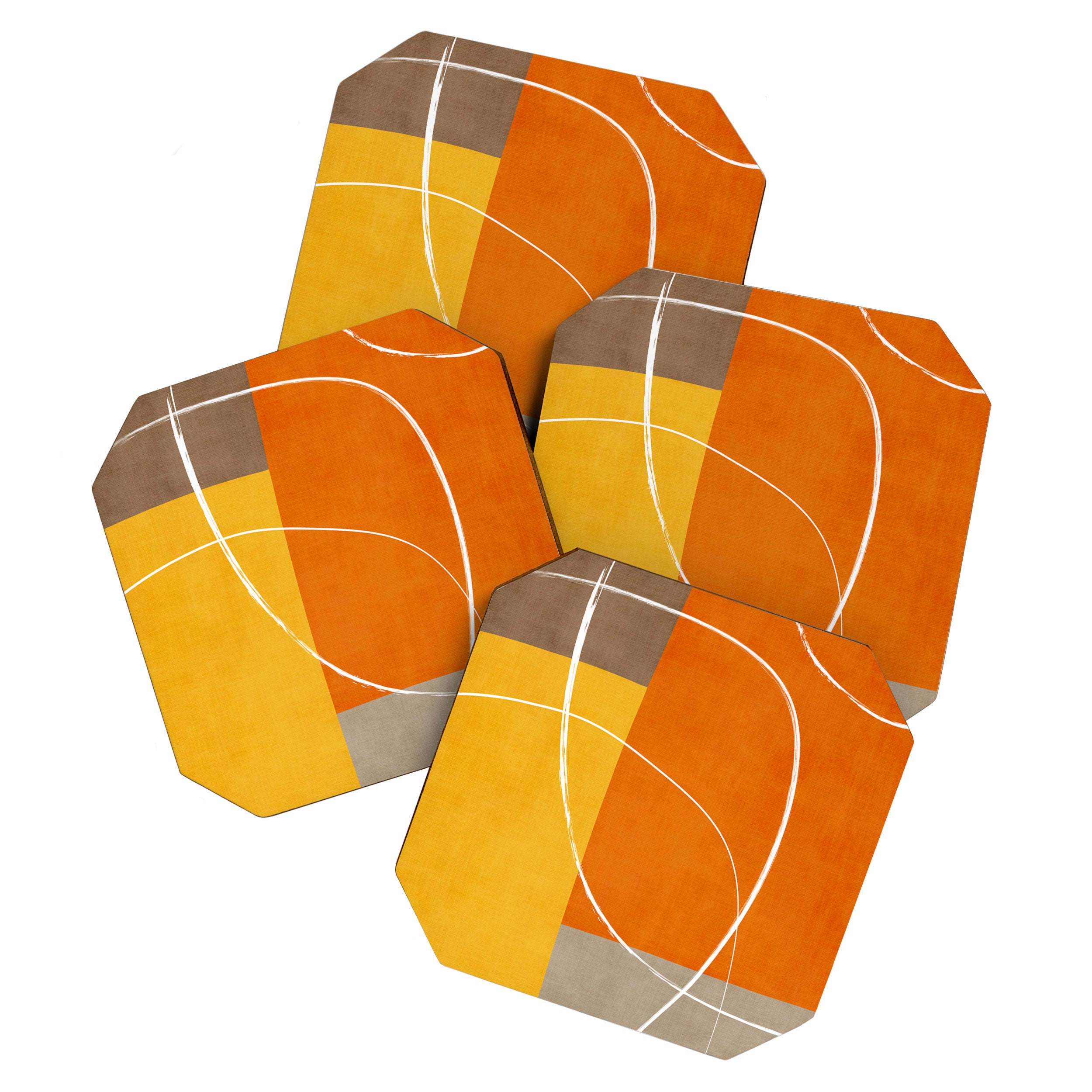 Orange Yellow Brown Artwork Coaster Gallery Image 1