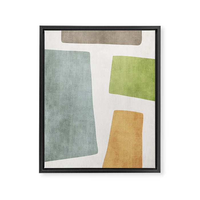 Organic Shapes Modern Colors Linen Artwork Framed Canvas Print Gallery Image 1
