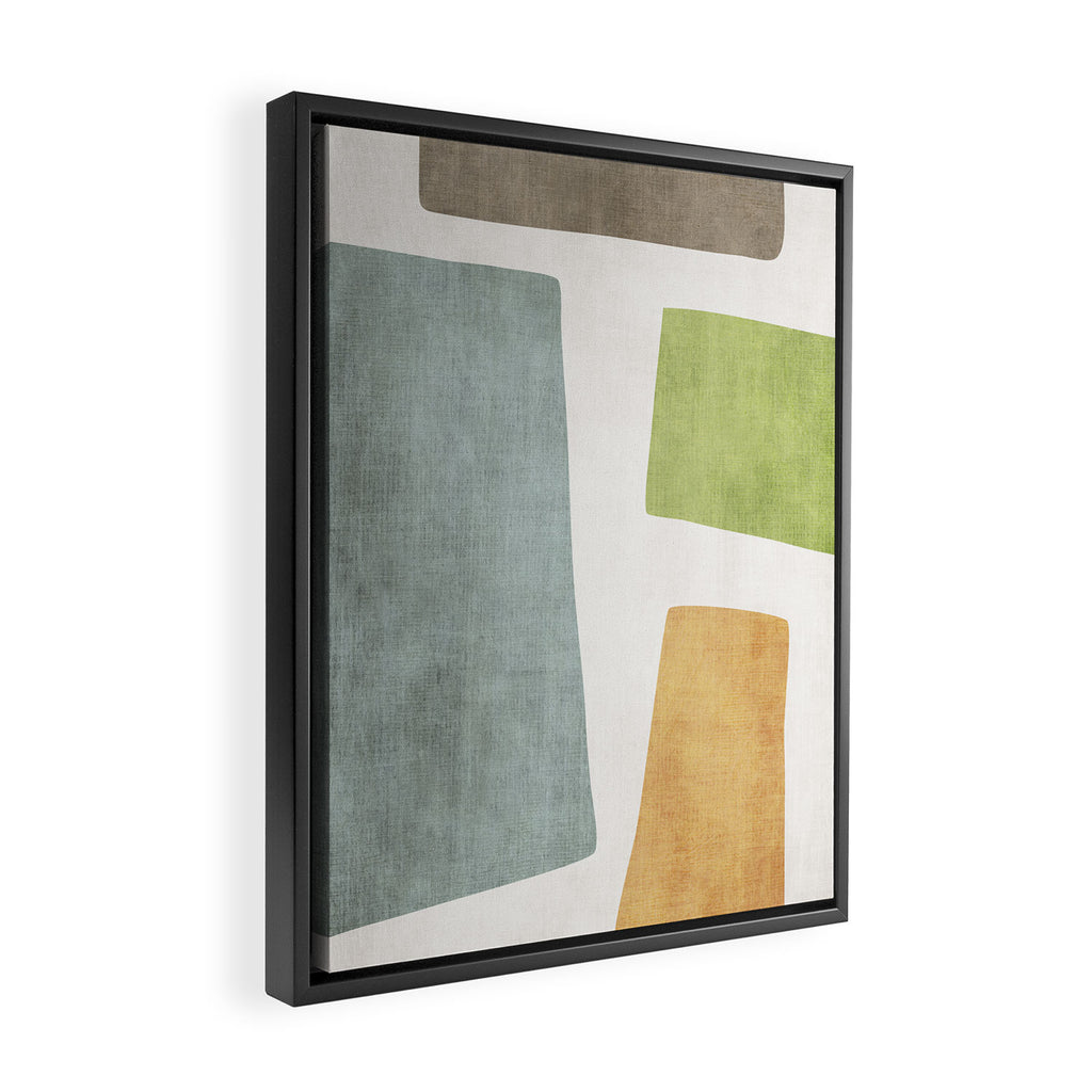 Organic Shapes Modern Colors Linen Artwork Framed Canvas Print Gallery Image 2