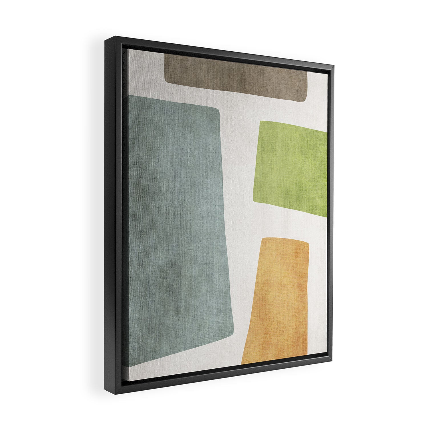 Organic Shapes Modern Colors Linen Artwork Framed Canvas Print Gallery Image 2