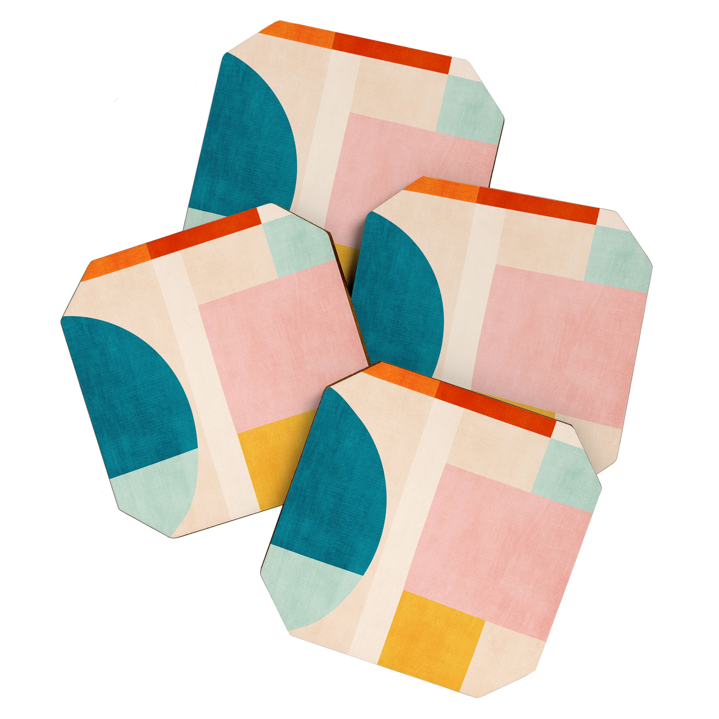 Pastel Tones Colorful Geometric Modern Artwork Coaster Gallery Image 1