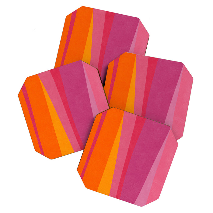 Pink Orange Bright Vibrant Modern Artwork Coaster Gallery Image 1