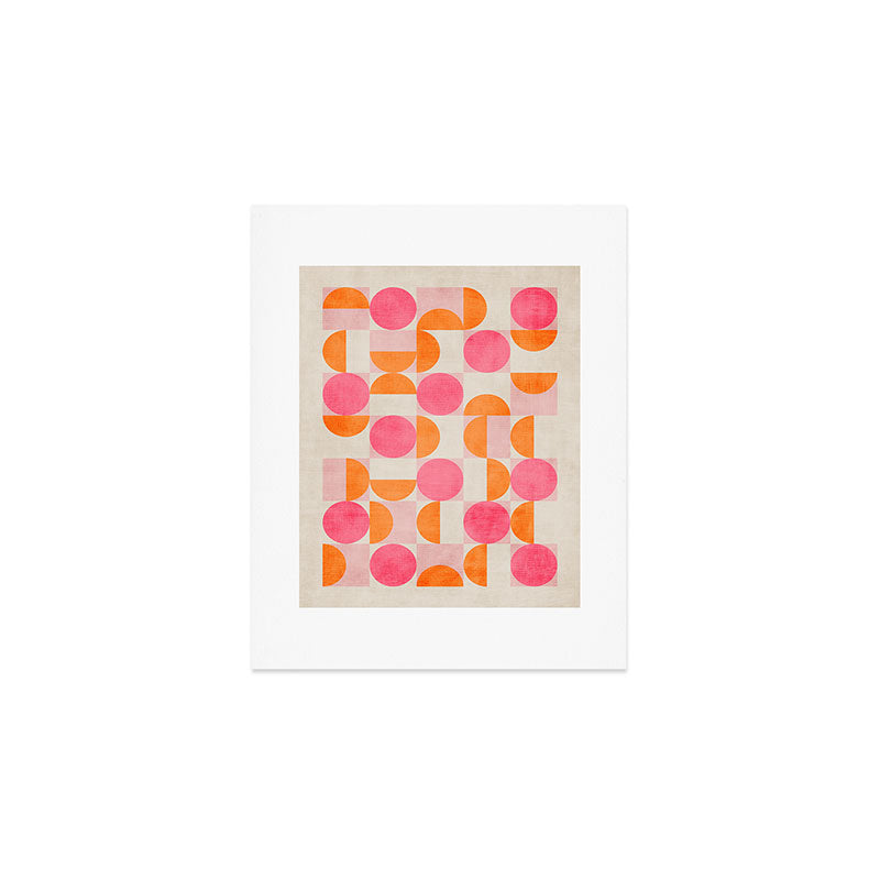 Pink Orange Modern Geometric Artwork Art Print Gallery Image 1