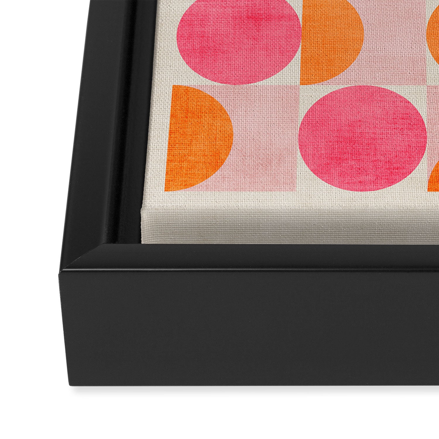 Pink Orange Modern Geometric Artwork Framed Canvas Print Gallery Image 3