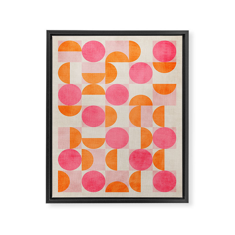 Pink Orange Modern Geometric Artwork Framed Canvas Print Gallery Image 6