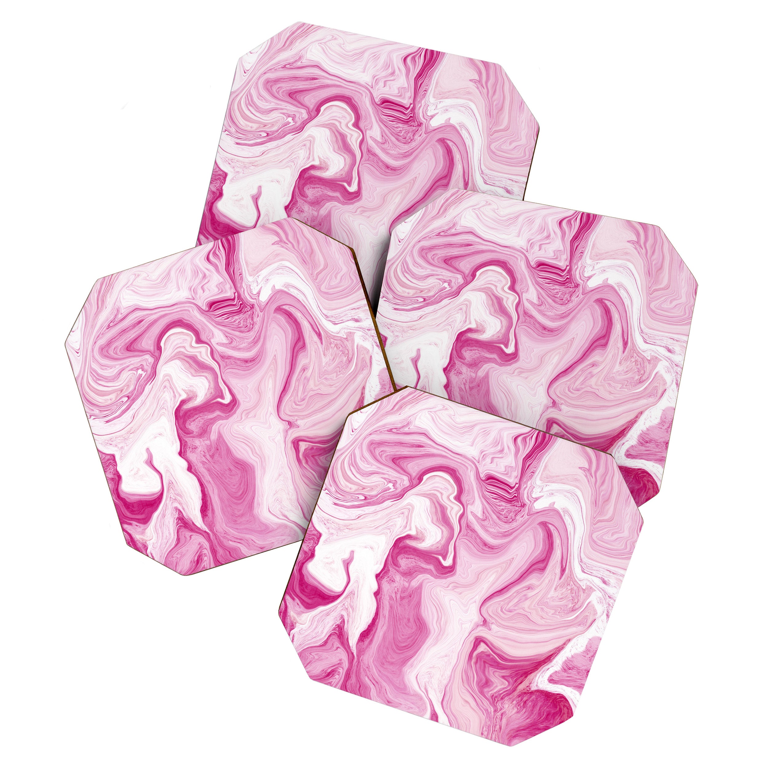 Pink Tones White Liquid Painting Swirl Coaster Gallery Image 1