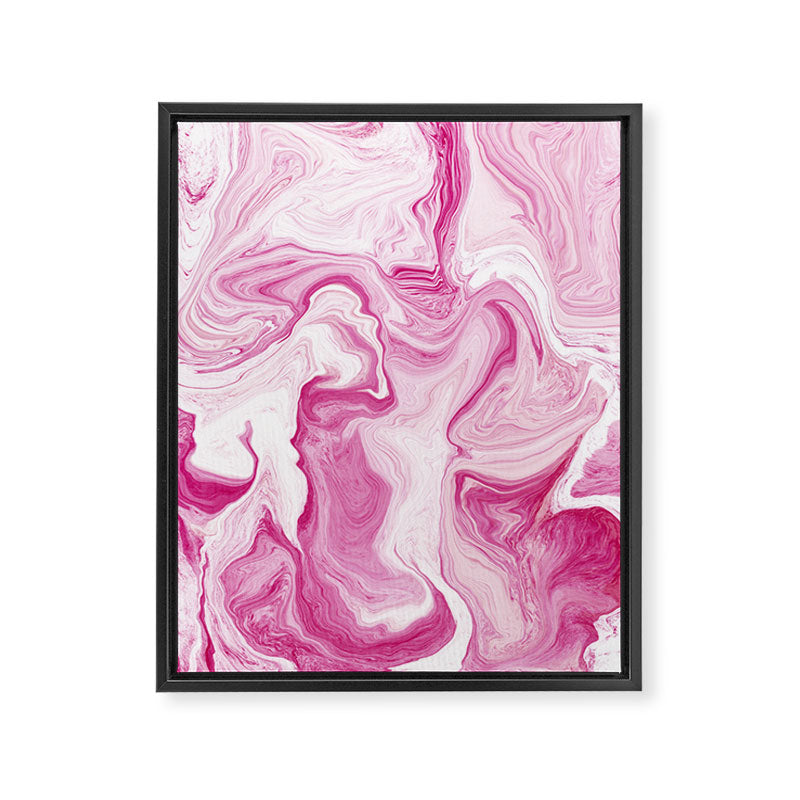 Pink Tones White Liquid Painting Swirl Framed Canvas Print Gallery Image 6