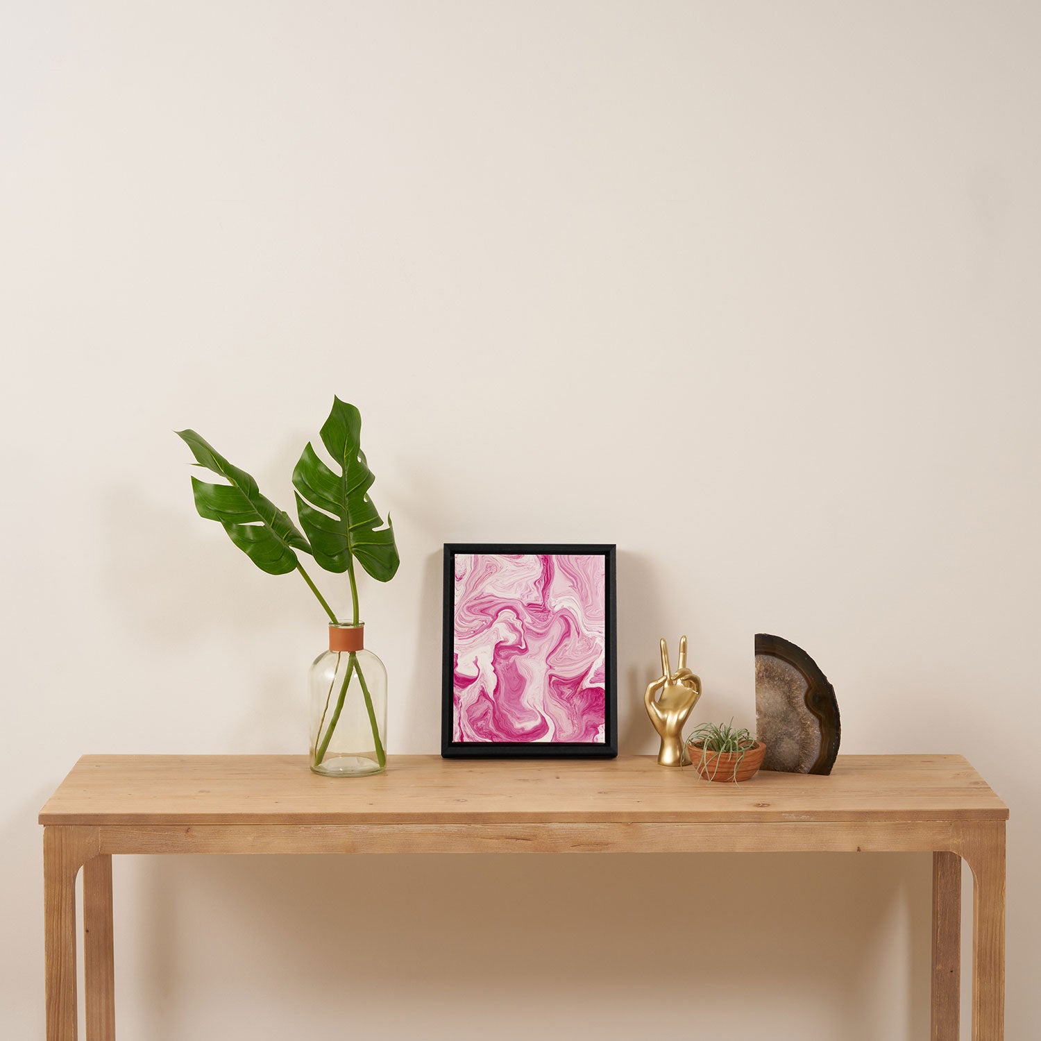 Pink Tones White Liquid Painting Swirl Framed Canvas Print Gallery Image 4