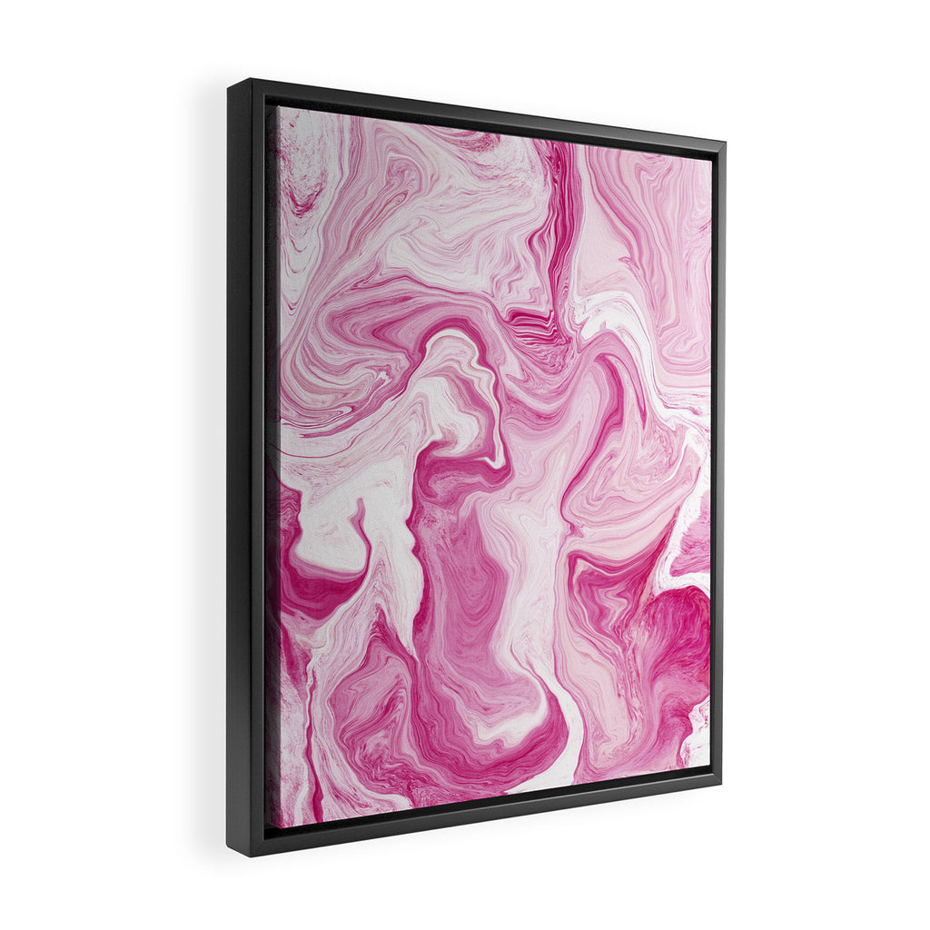 Pink Tones White Liquid Painting Swirl Framed Canvas Print Gallery Image 2
