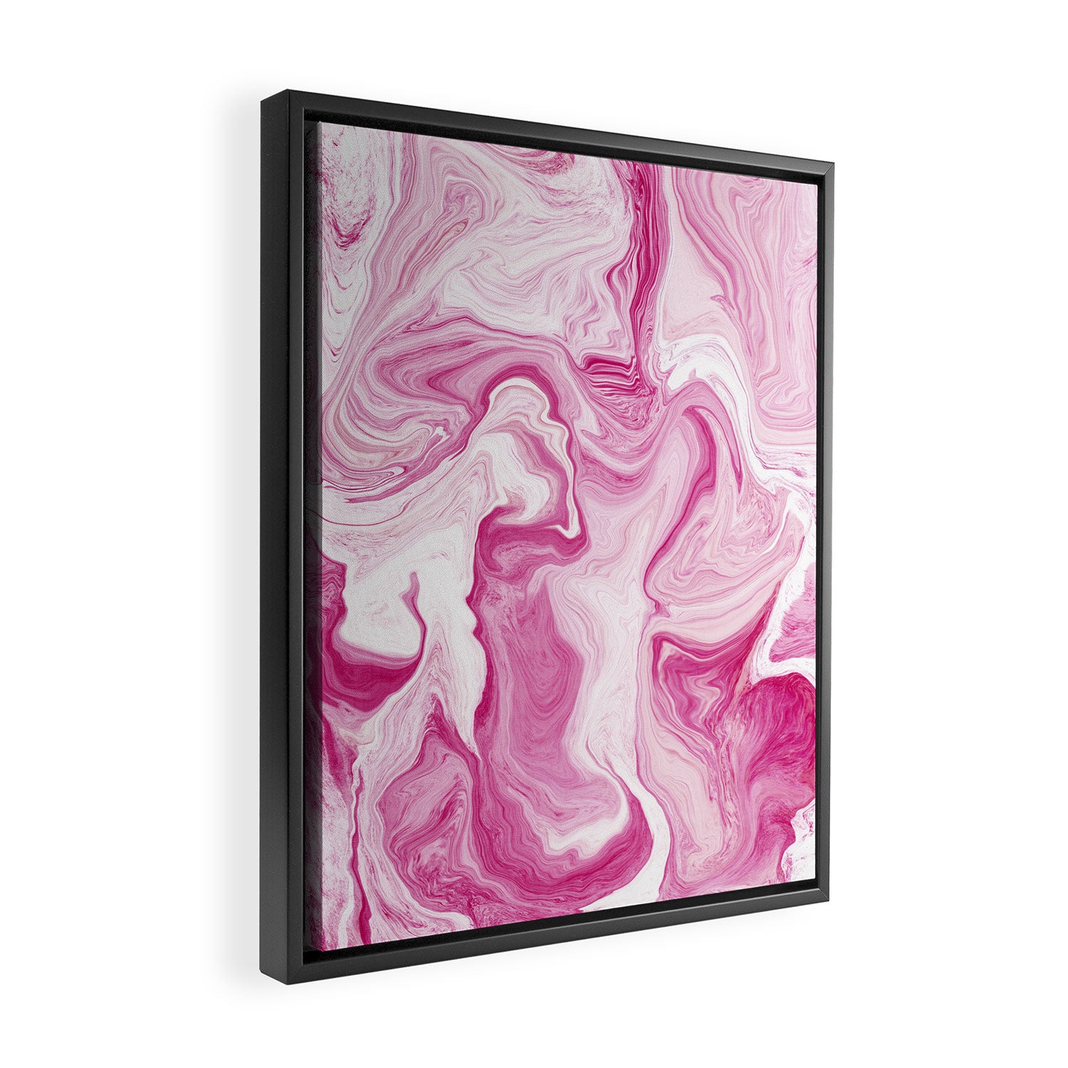 Pink Tones White Liquid Painting Swirl Framed Canvas Print Gallery Image 2