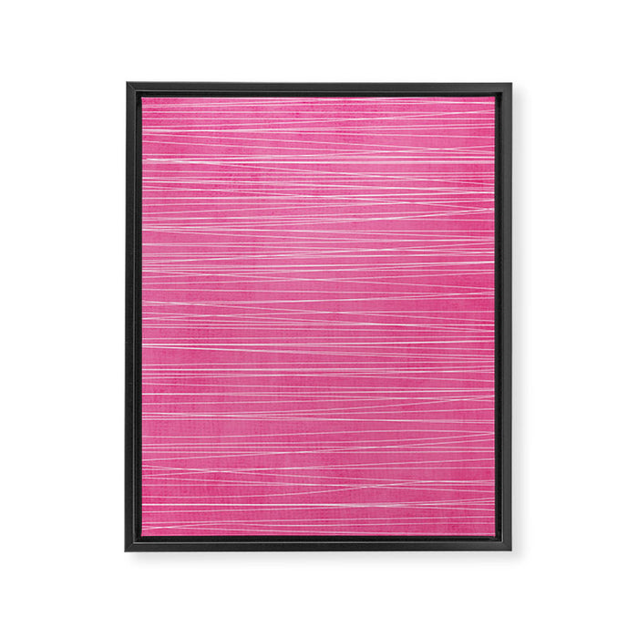 Pink White Lines Drawing Artwork Framed Canvas Print Gallery Image 1