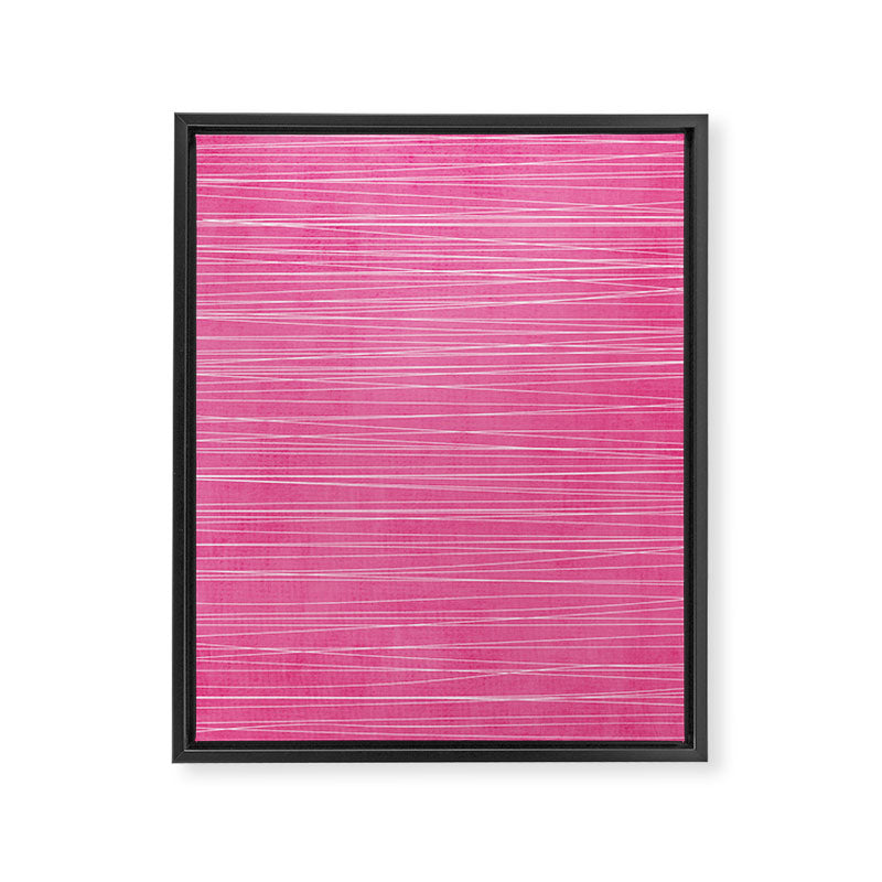 Pink White Lines Drawing Artwork Framed Canvas Print Gallery Image 6