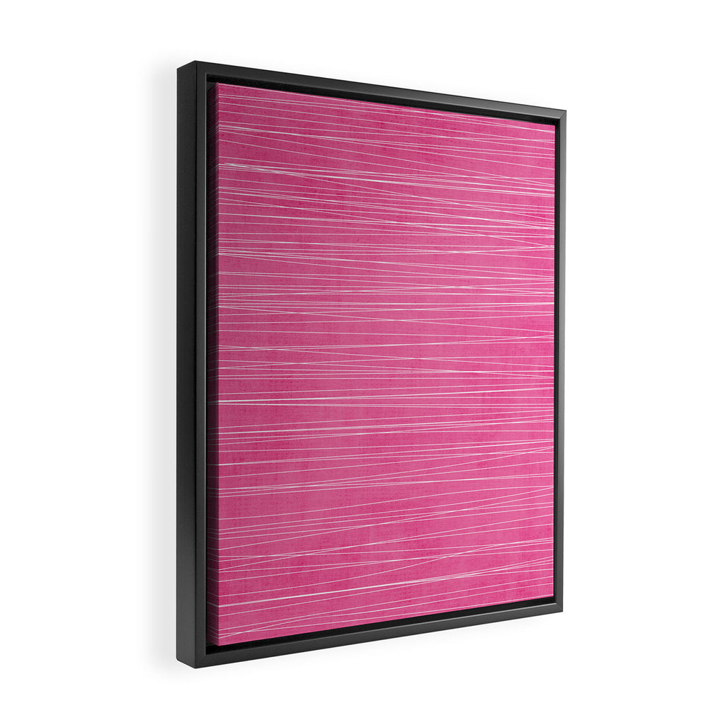 Pink White Lines Drawing Artwork Framed Canvas Print Gallery Image 2