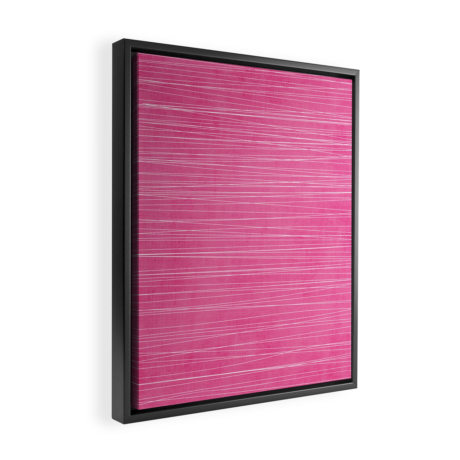 Pink White Lines Drawing Artwork Framed Canvas Print Gallery Image 2