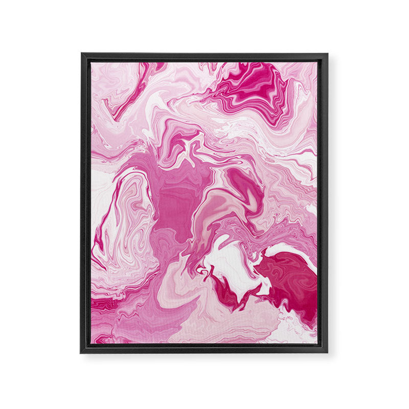 Pink White Marble Like Artwork Liquid Swirl Art Framed Canvas Print Gallery Image 6