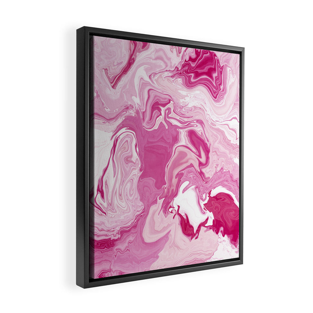 Pink White Marble Like Artwork Liquid Swirl Art Framed Canvas Print Gallery Image 2